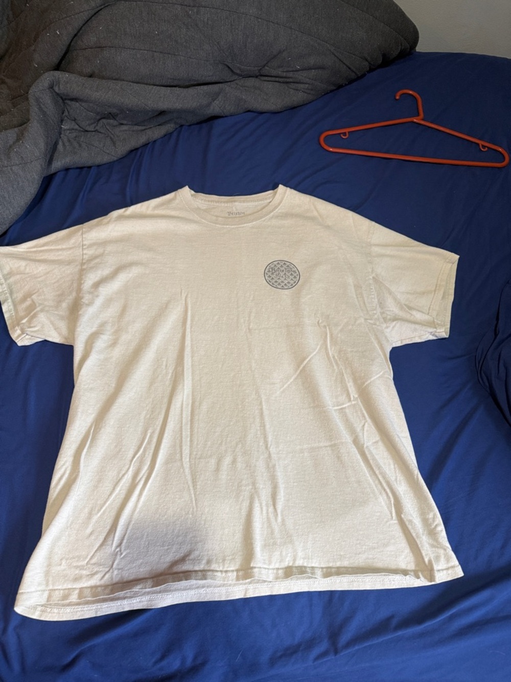 Brixton Off-White Short Sleeve Crew T-Shirt with Chest Emblem